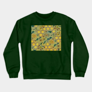 HONEY BEES,BEEHIVES,SPRING FLOWERS BEEKEEPER Yellow Green Crewneck Sweatshirt